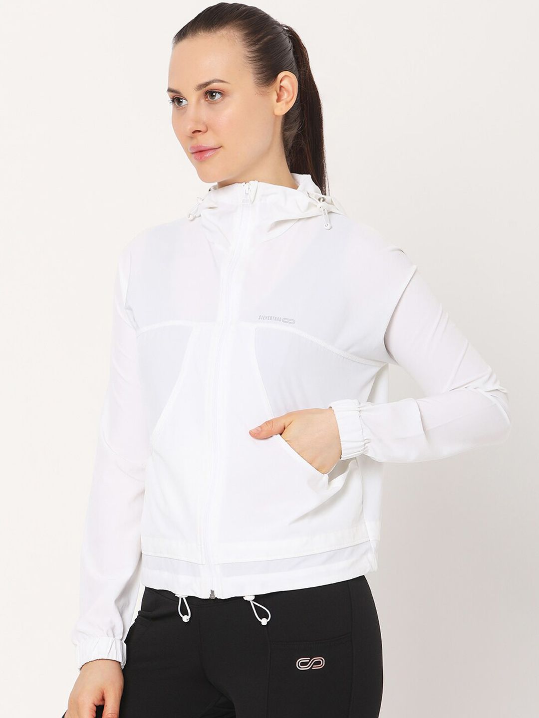 Silvertraq Women White Hooded Utility Sporty Jacket Price in India