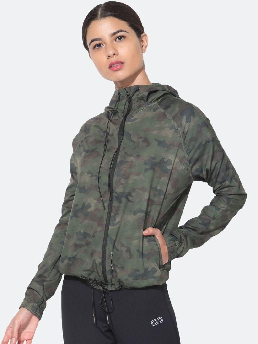 Silvertraq Women Grey Melange Camouflage Sporty Jacket Price in India