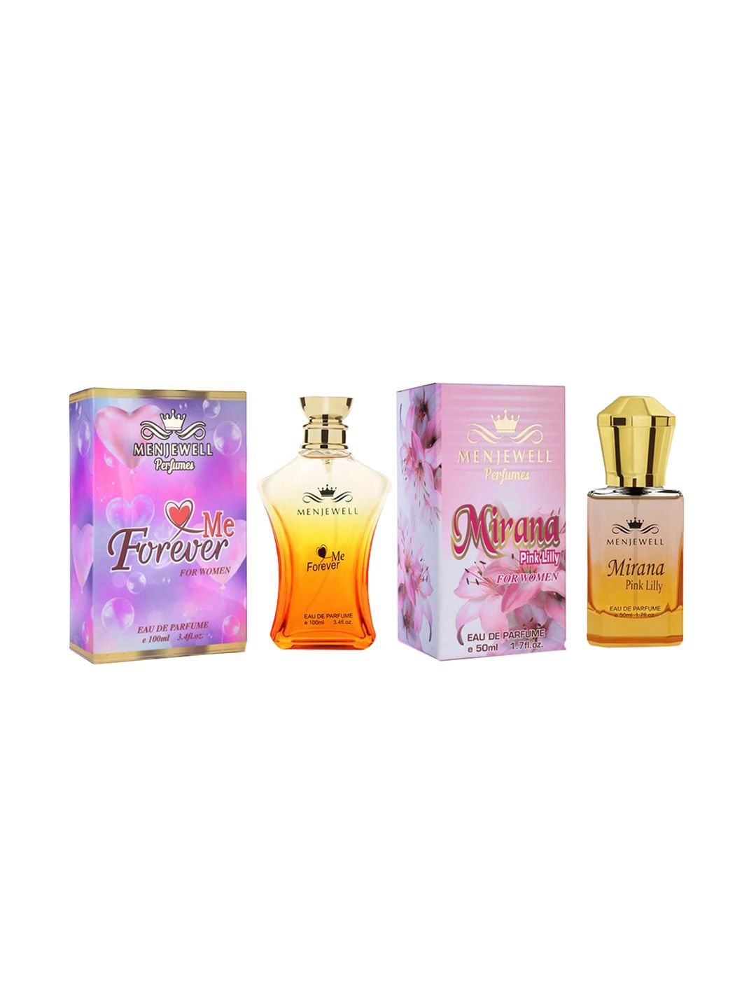 Menjewell Women Set of Love Me Forever EDP 100 ml & Mirana Pink Lilly EDP 50 ml Price in India