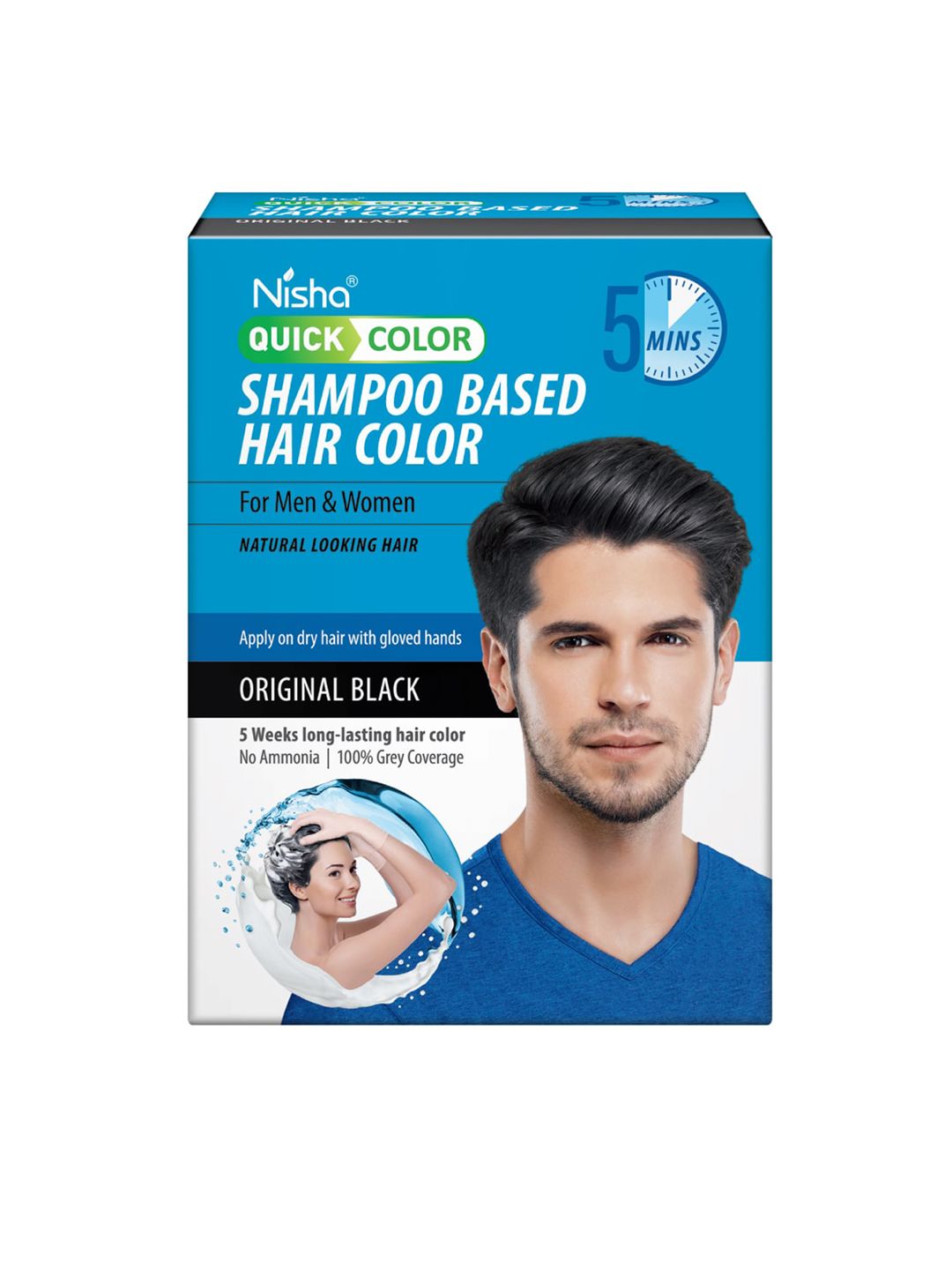 Nisha Pack of 10 Sachet Quick Color Shampoo Based Hair Color - Original Black 200 ml