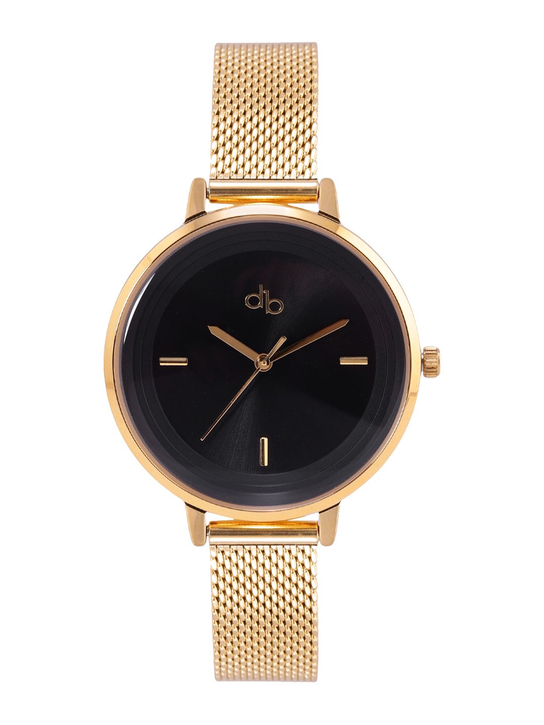 DressBerry Women Black Patterned Dial & Gold Toned Bracelet Style Analogue Watch DB-05-04 Price in India