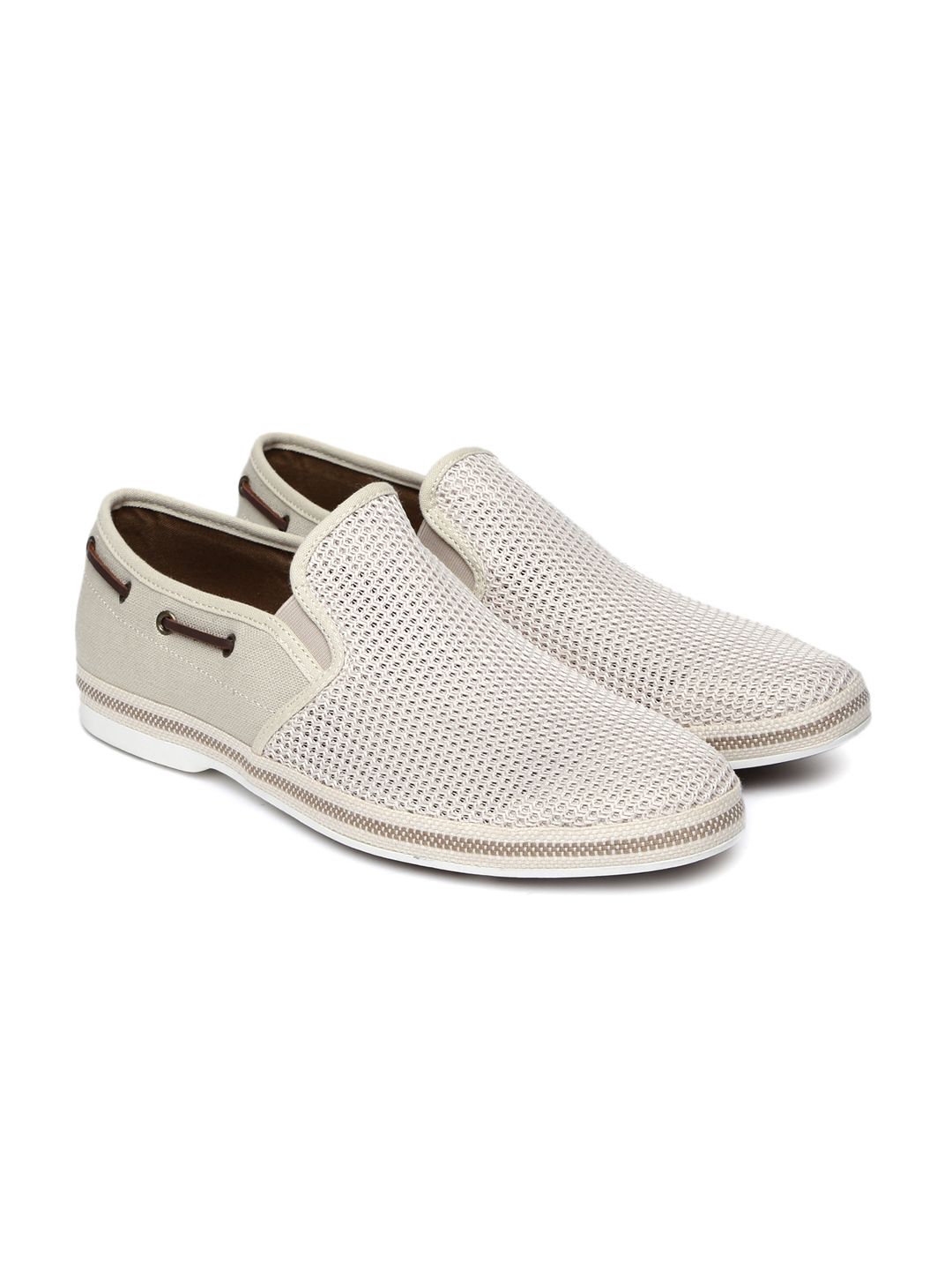 Buy ALDO Men Beige Woven Regular Slip-On Sneakers - Casual  display picture 1