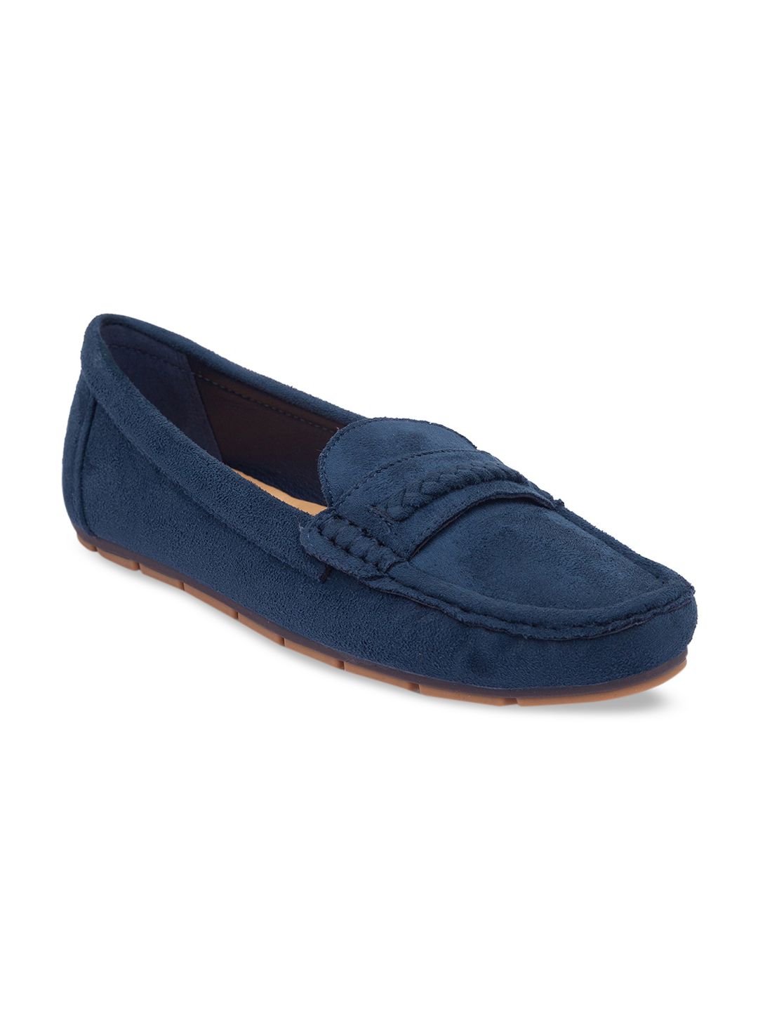 CERIZ Women Navy Blue Solid PU Loafers Price in India