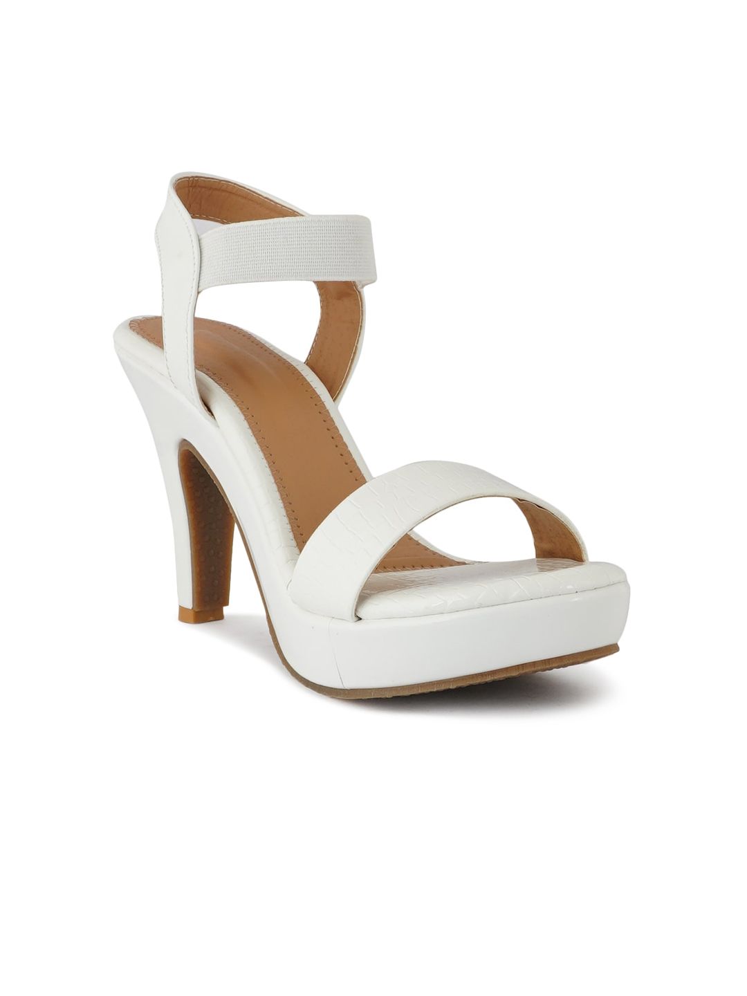 SAPATOS White Solid Slim Heels Price in India