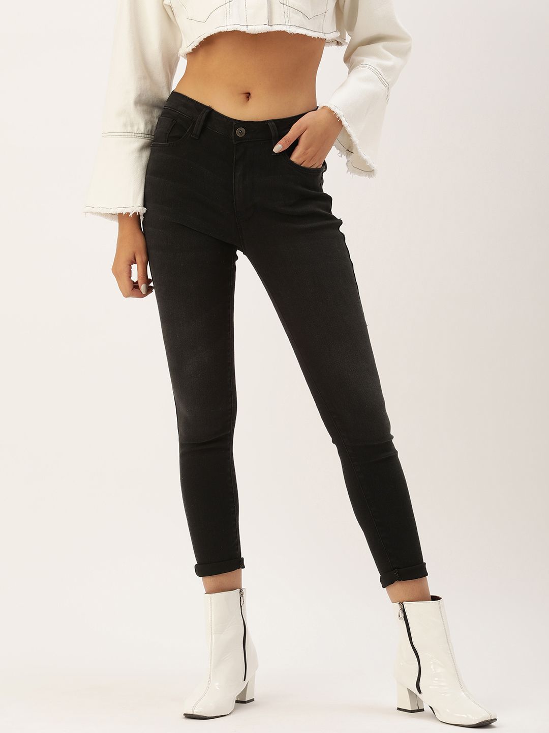Flying Machine Women Black Twiggy Super Skinny Fit High-Rise Light Fade Stretchable Jeans Price in India