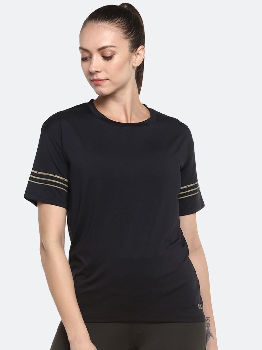 Silvertraq Women Black Sports T-shirt Price in India