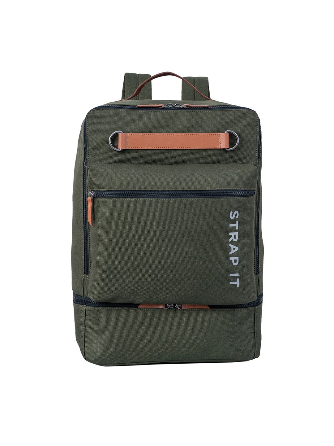 STRAP IT Unisex Olive Green & Brown Contrast Detail Laptop Bag Price in India