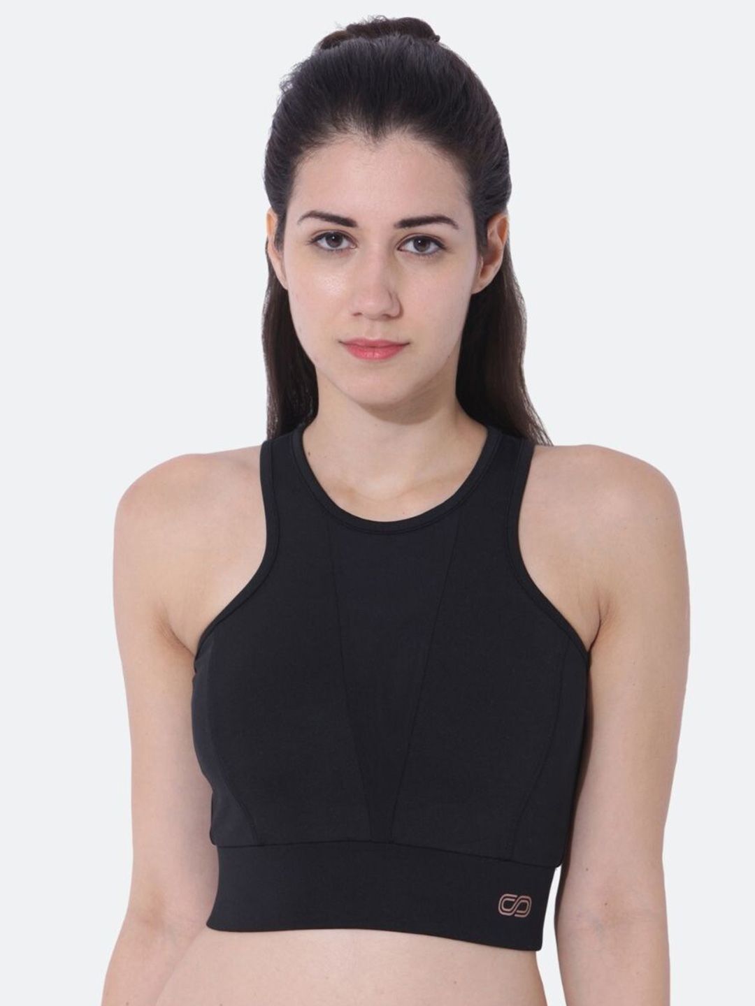 Silvertraq Black Lightly Padded Sports Bra Price in India