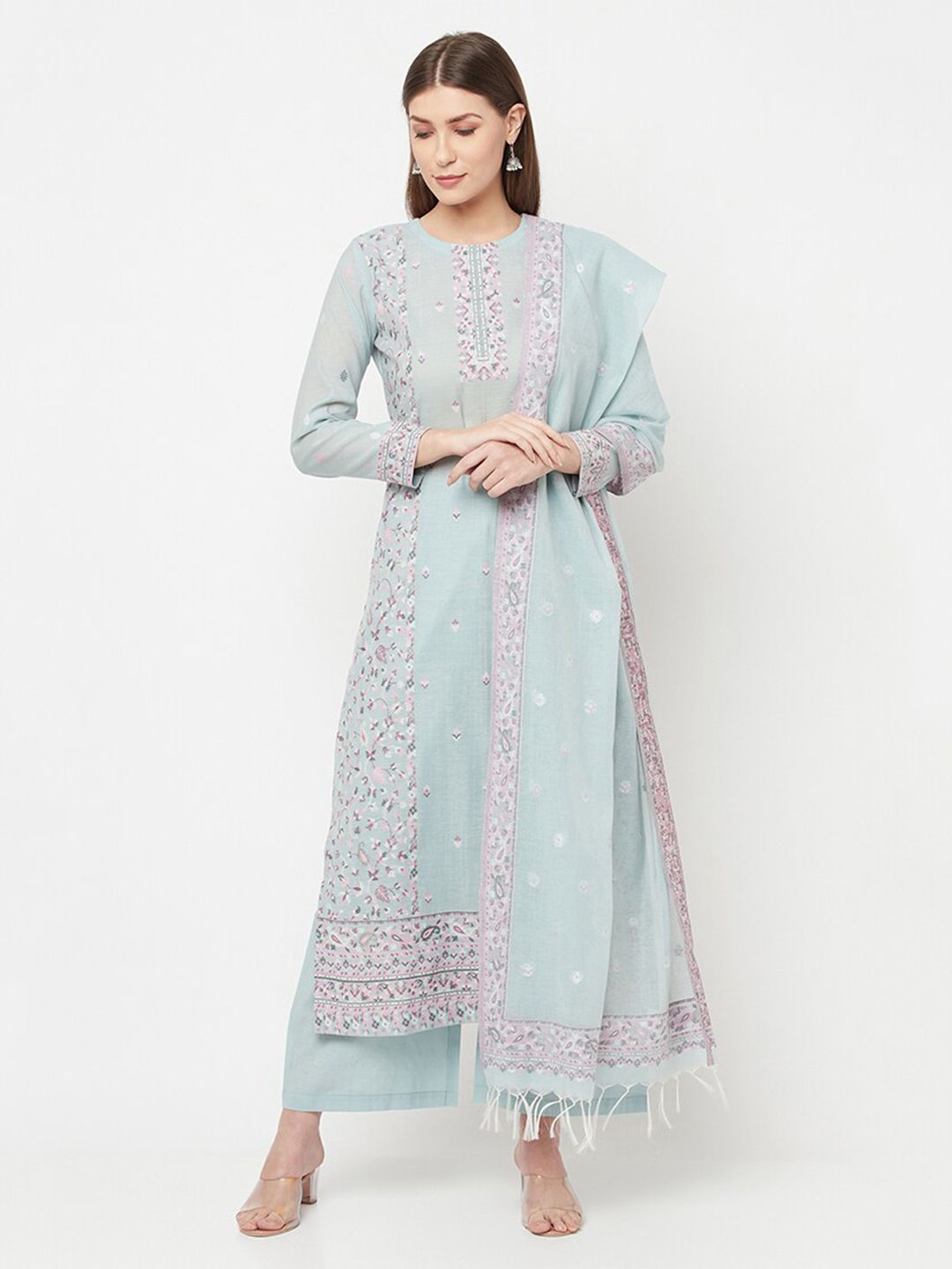 Safaa Sea Green Unstitched Dress Material Price in India