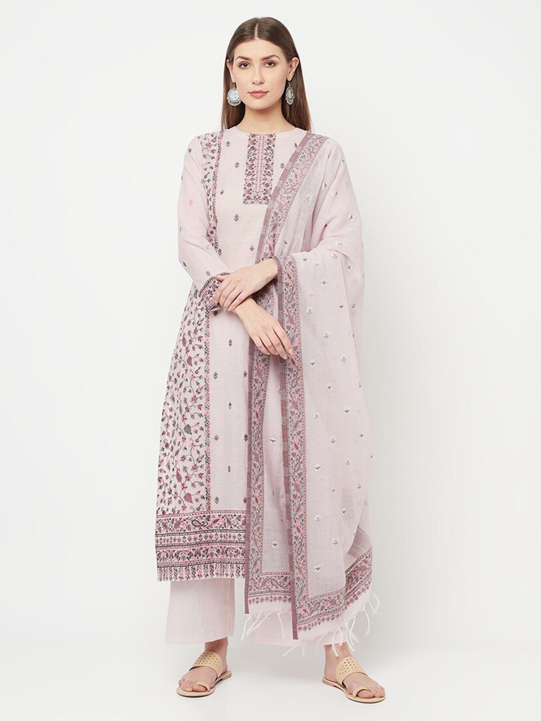 Safaa Pink Unstitched Dress Material Price in India