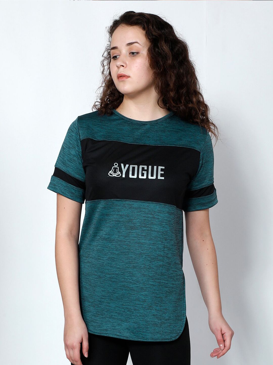 Yogue Activewear Women Blue Typography Printed Outdoor T-shirt Price in India