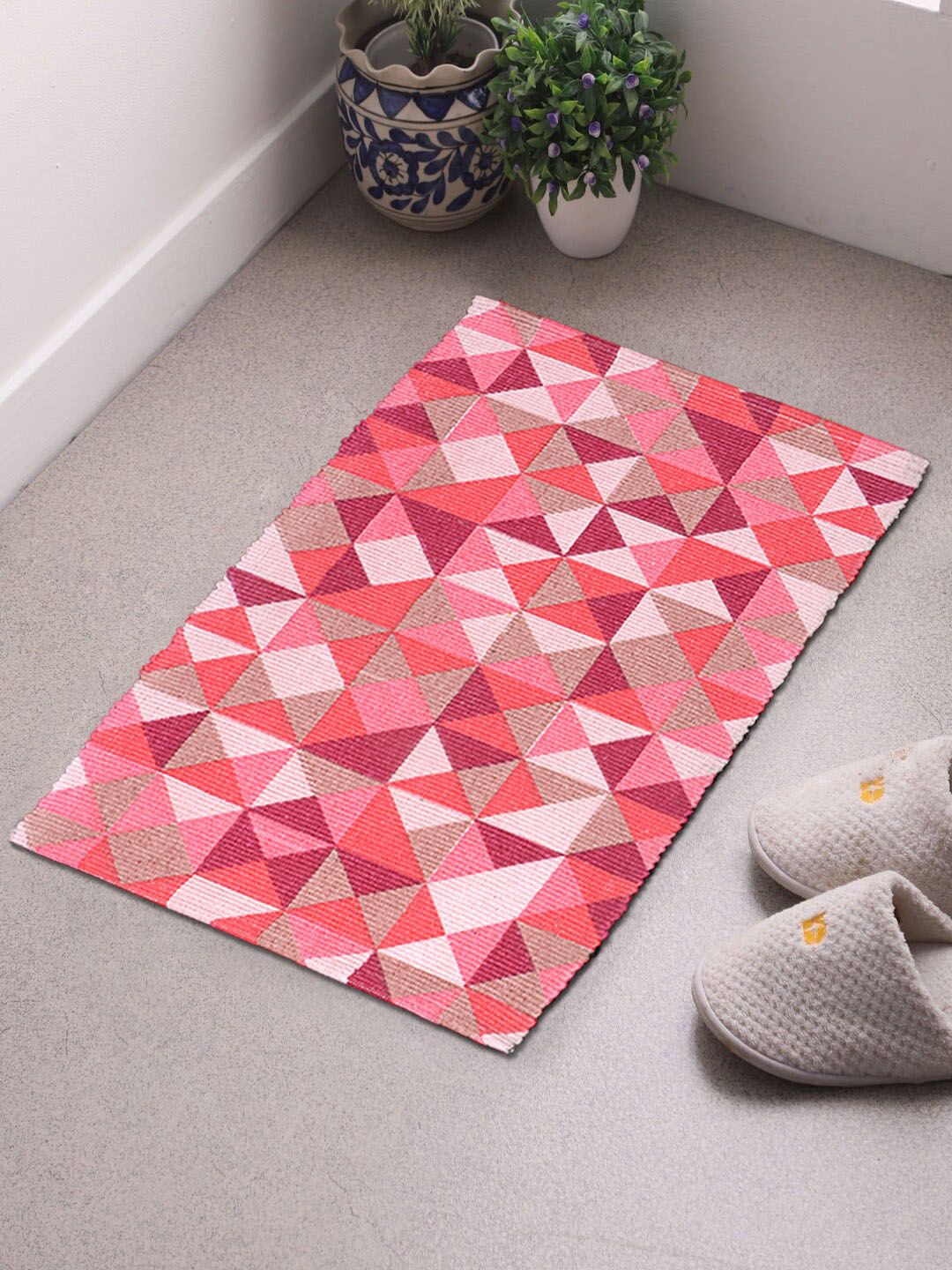 Saral Home Pink Printed Cotton Multiuse Floor Mats Price in India