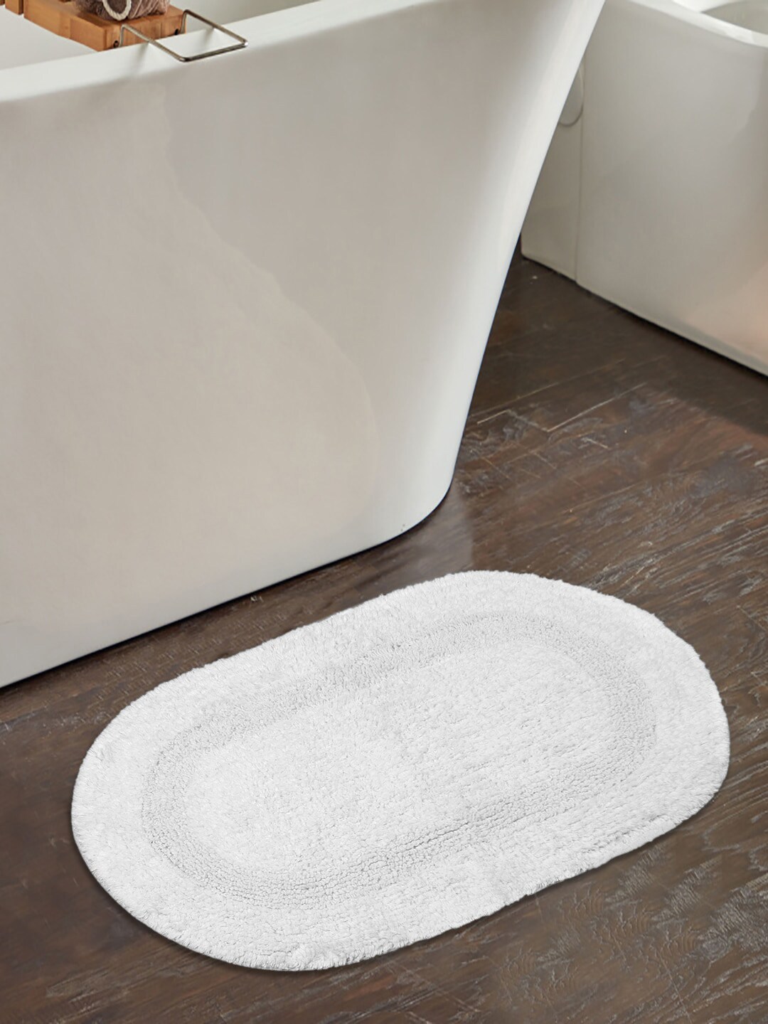 Saral Home Set Of 2 Off White Solid Cotton 210 GSM Bath Rugs Price in India