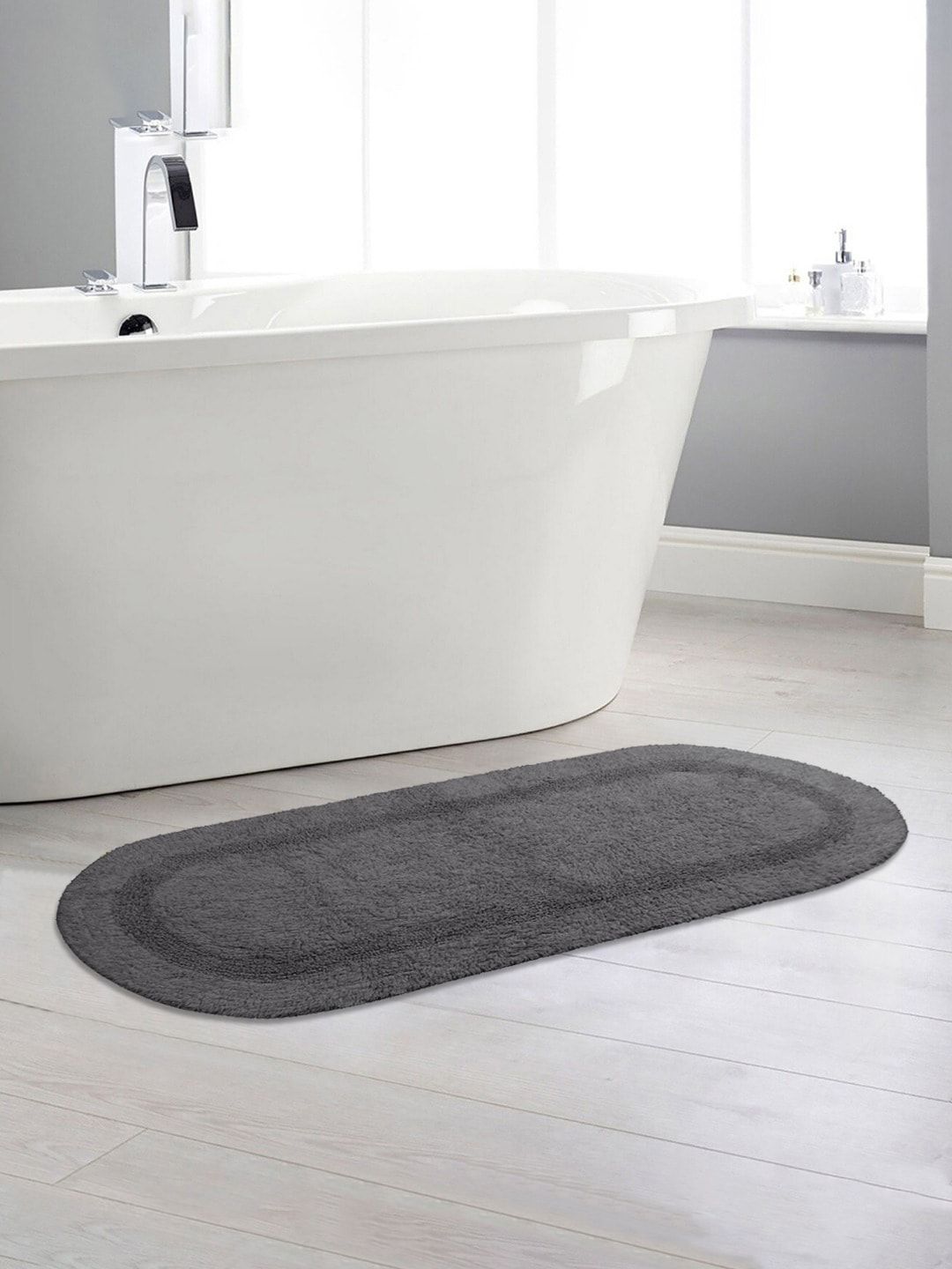 Saral Home Grey Pure Cotton Bath Rugs Set Of 2 Price in India