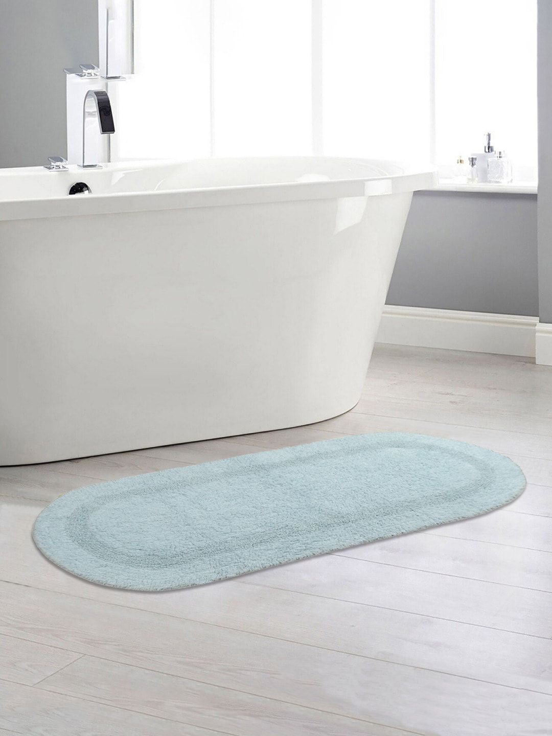 Saral Home Set of 2 Sea Green Self Design 210 GSM Bath Rugs Price in India