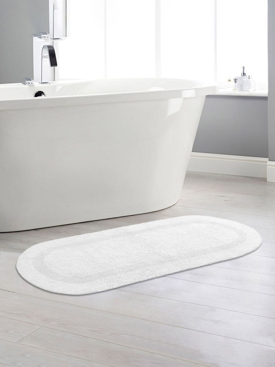 Saral Home Set Of 2 Ivory Off White Solid Bath Rugs