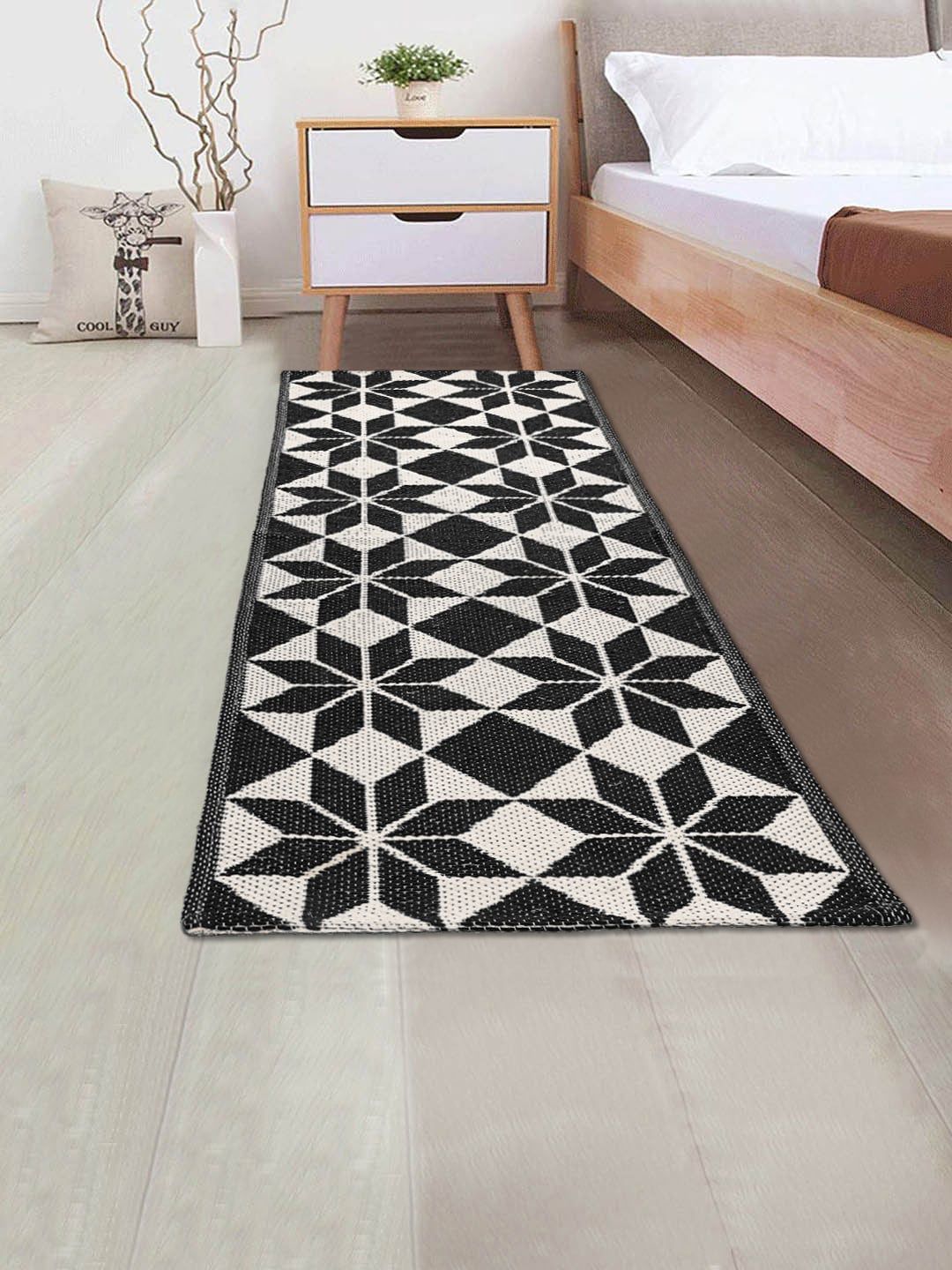Saral Home Black & White Handwoven Floor Runner Price in India
