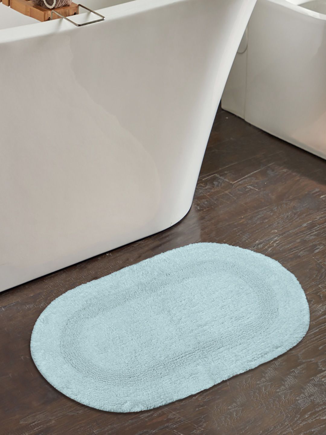 Saral Home Set Of 2 Green Solid 210 GSM Bath Rugs