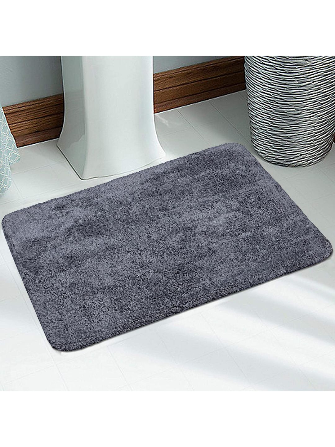 Saral Home Dark Grey 210 GSM Cotton Anti-Skid Bath Rug Price in India