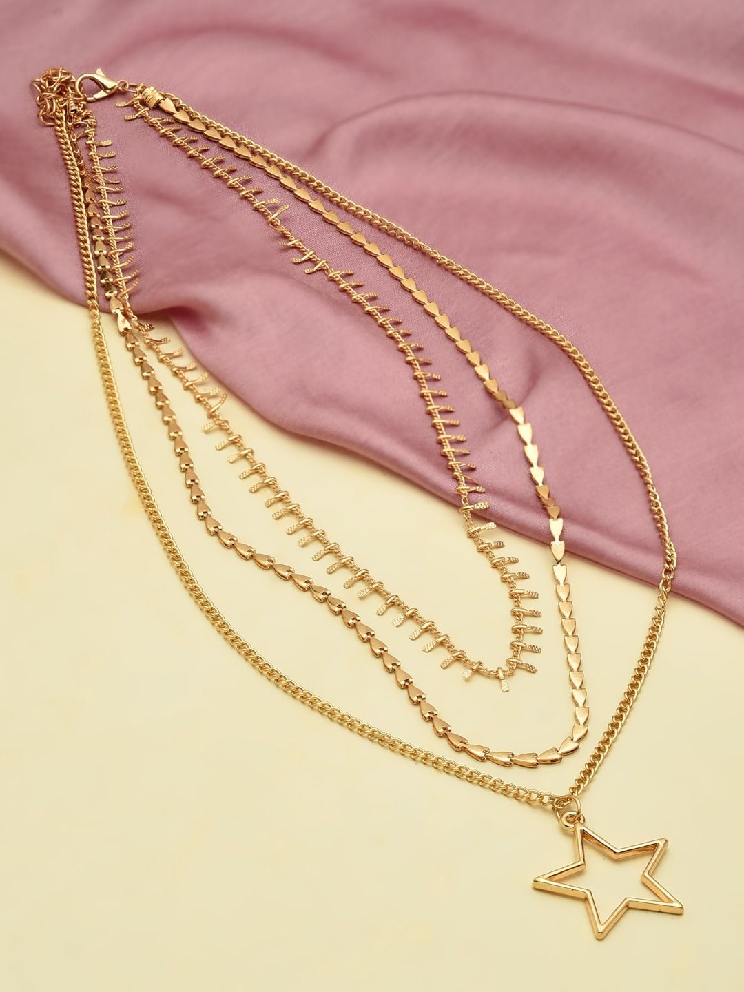 AMI Gold-Toned Gold-Plated Layered Chain Price in India