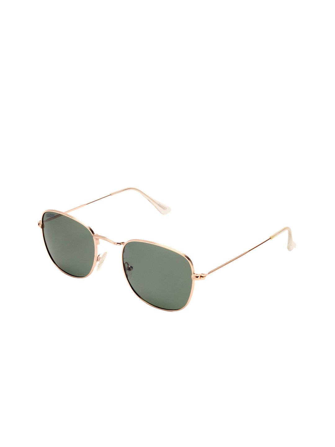 Roadies Unisex Green Lens & Gold-Toned Square Sunglasses with Polarised Lens