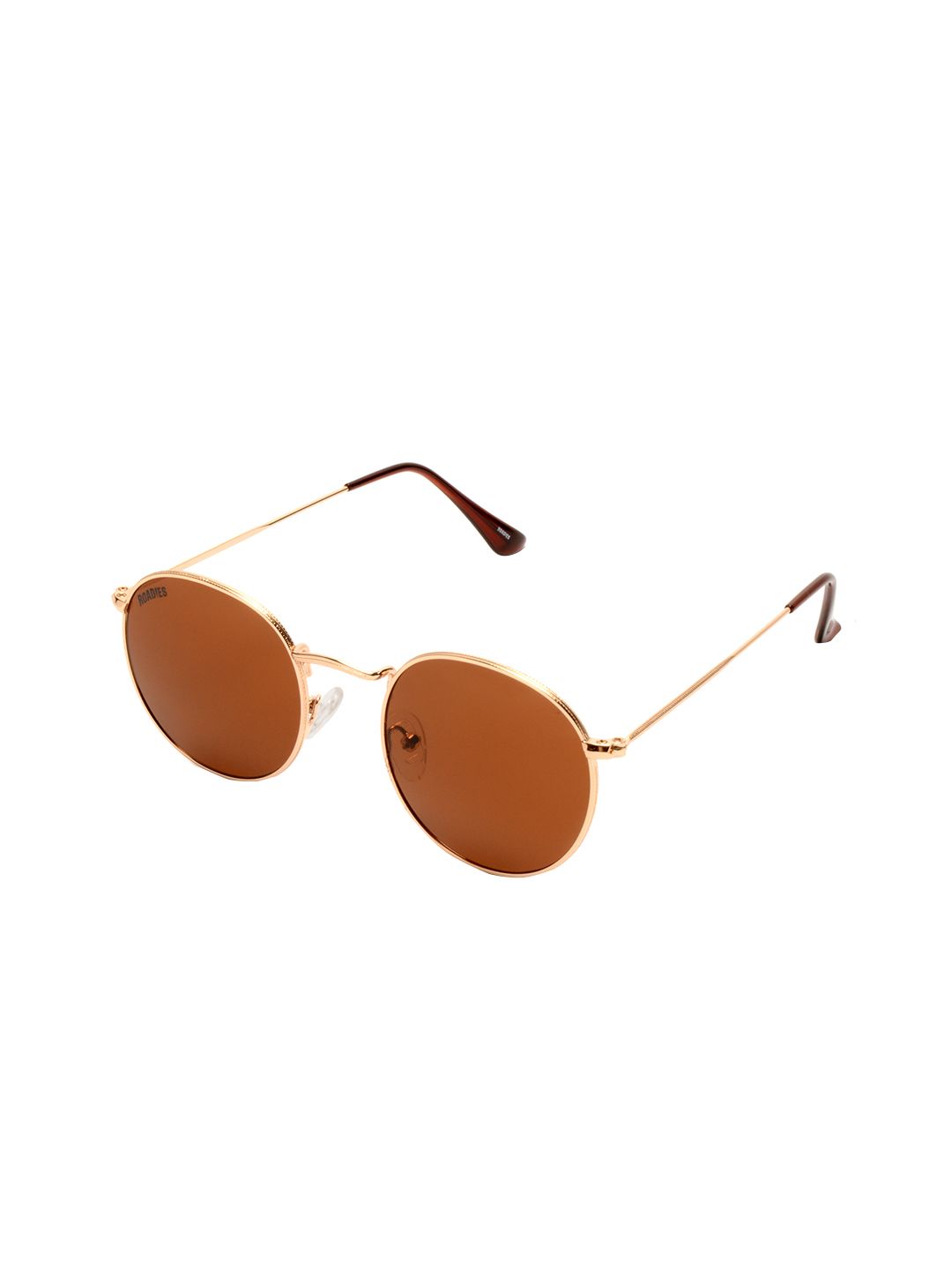 Roadies Unisex Brown Lens & Gold-Toned Round Sunglasses with UV Protected Lens RD-202-C2-