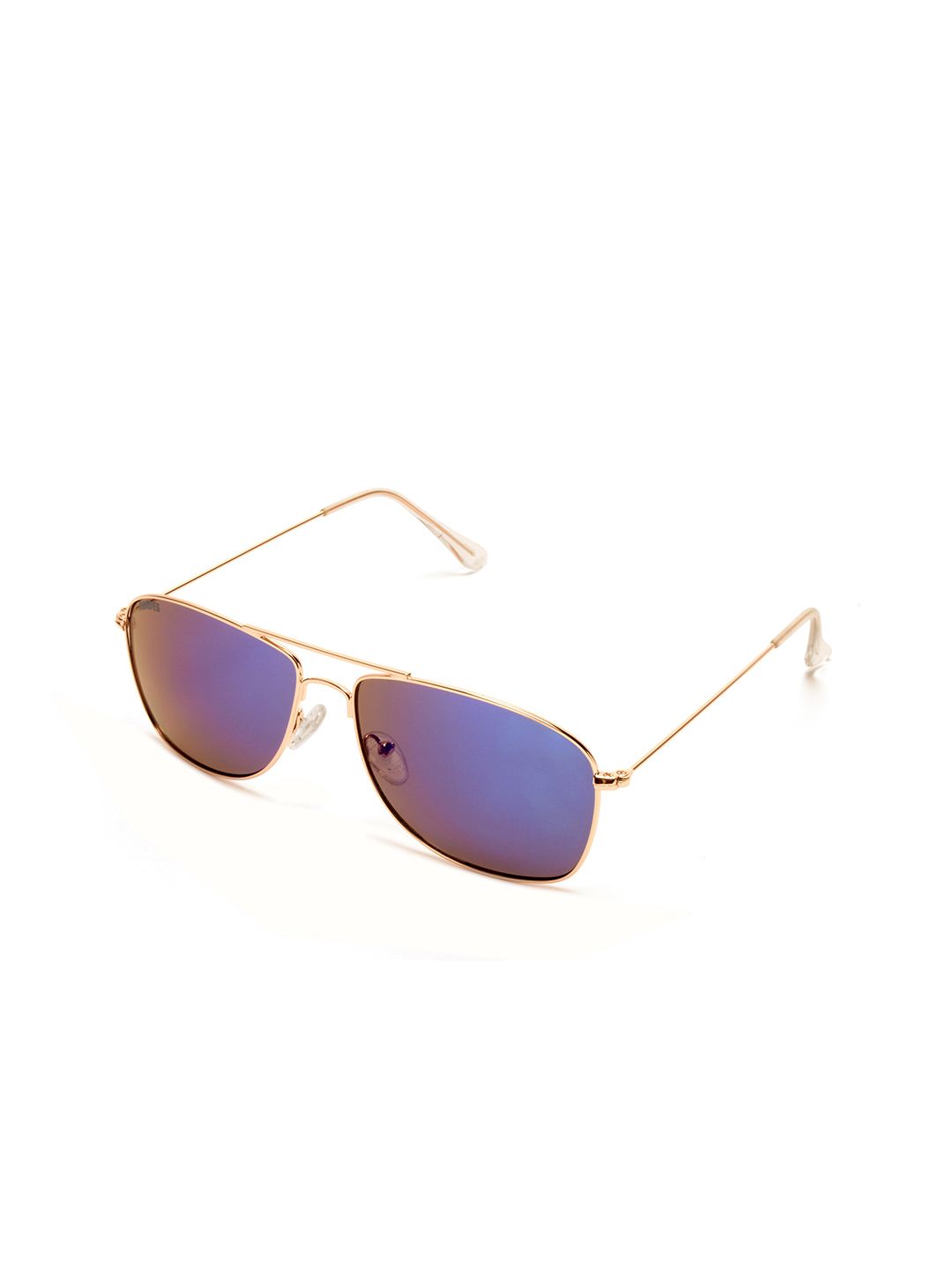 Roadies Unisex Blue Lens & Gold-Toned Rectangle Sunglasses with UV Protected Lens