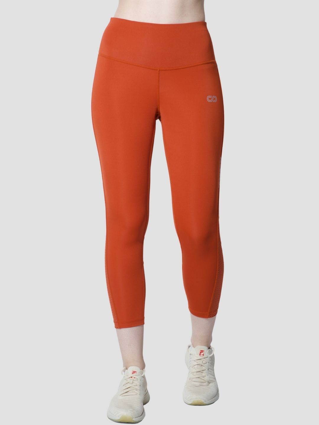 Silvertraq Women Orange High-Waist Dry-Fit Cropped Tights Price in India