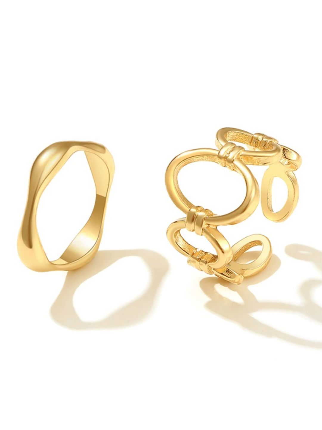 WHITE LIES Set Of 2 Gold-Plated Finger Rings Price in India