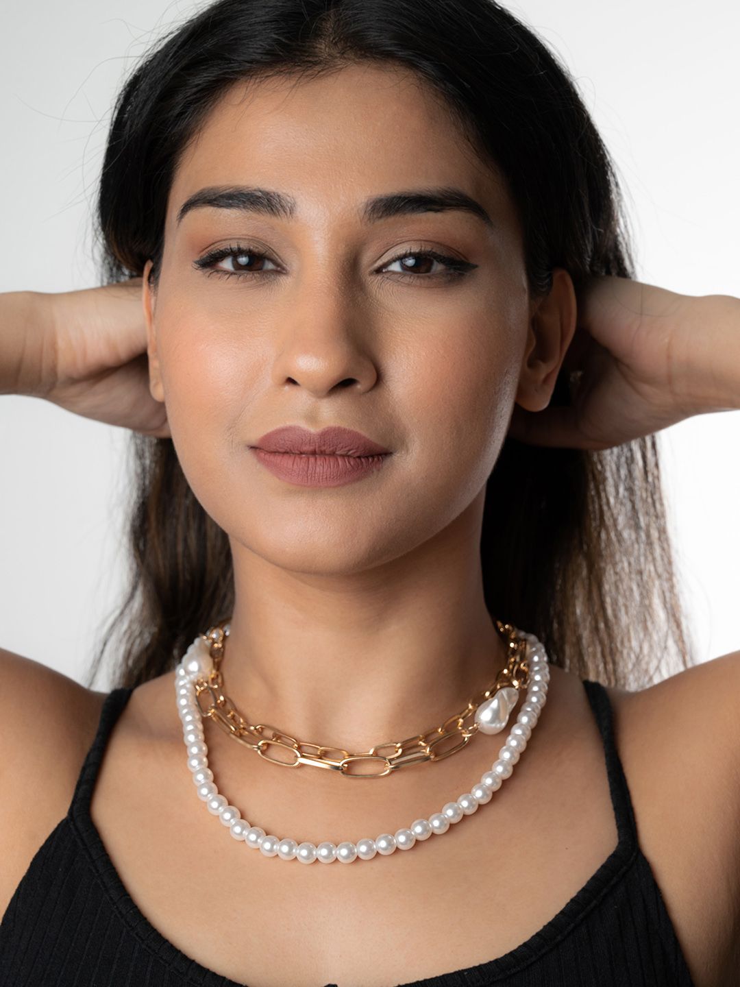 WHITE LIES Set Of 3 Gold-Toned & White Necklace Price in India