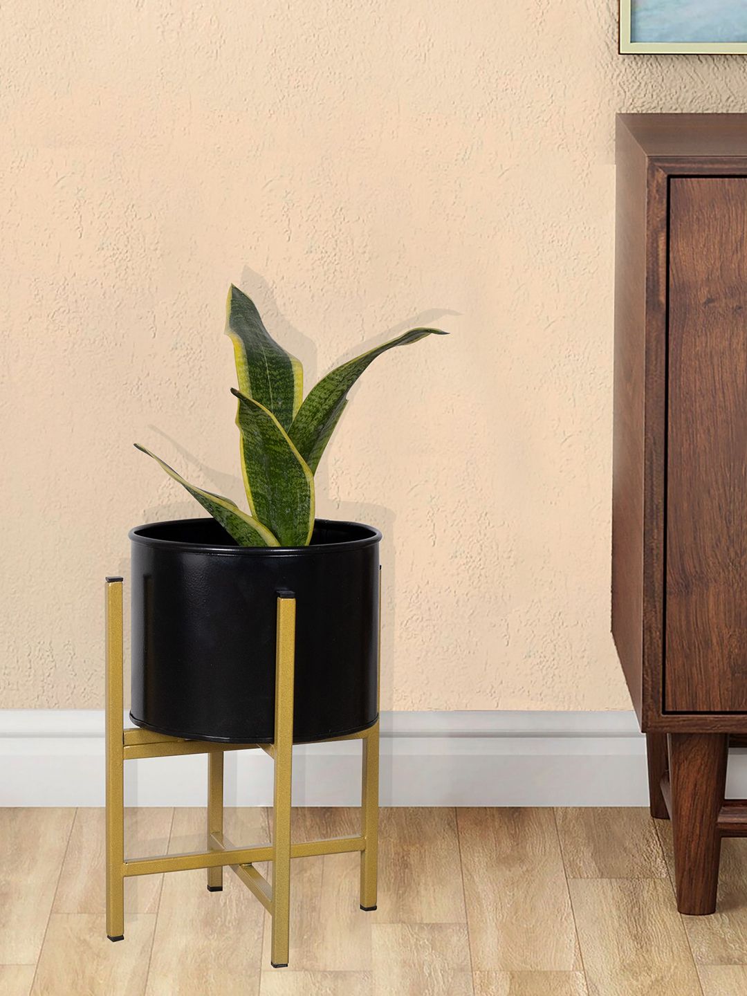 Homesake Gold toned Large Planter with Stand Price in India