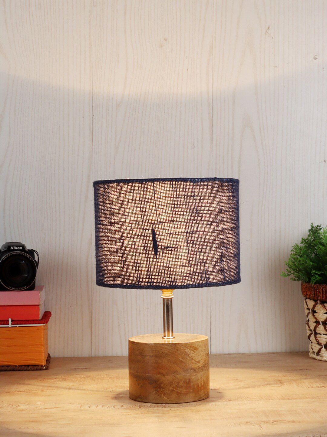 Devansh Blue & Beige Table Lamp with Jute Shade Price in India