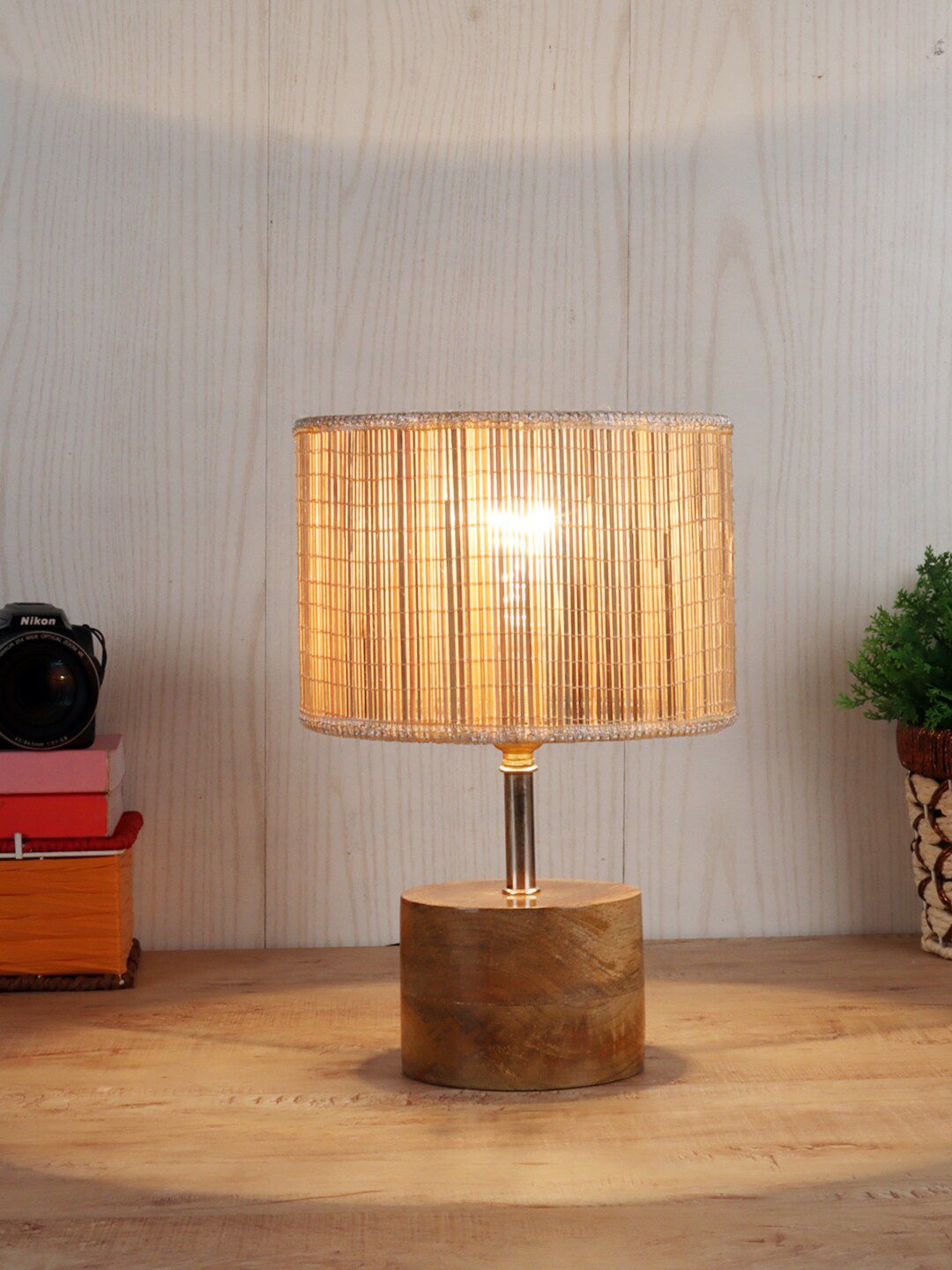 Devansh Beige Traditional Table Lamp With Shade Price in India