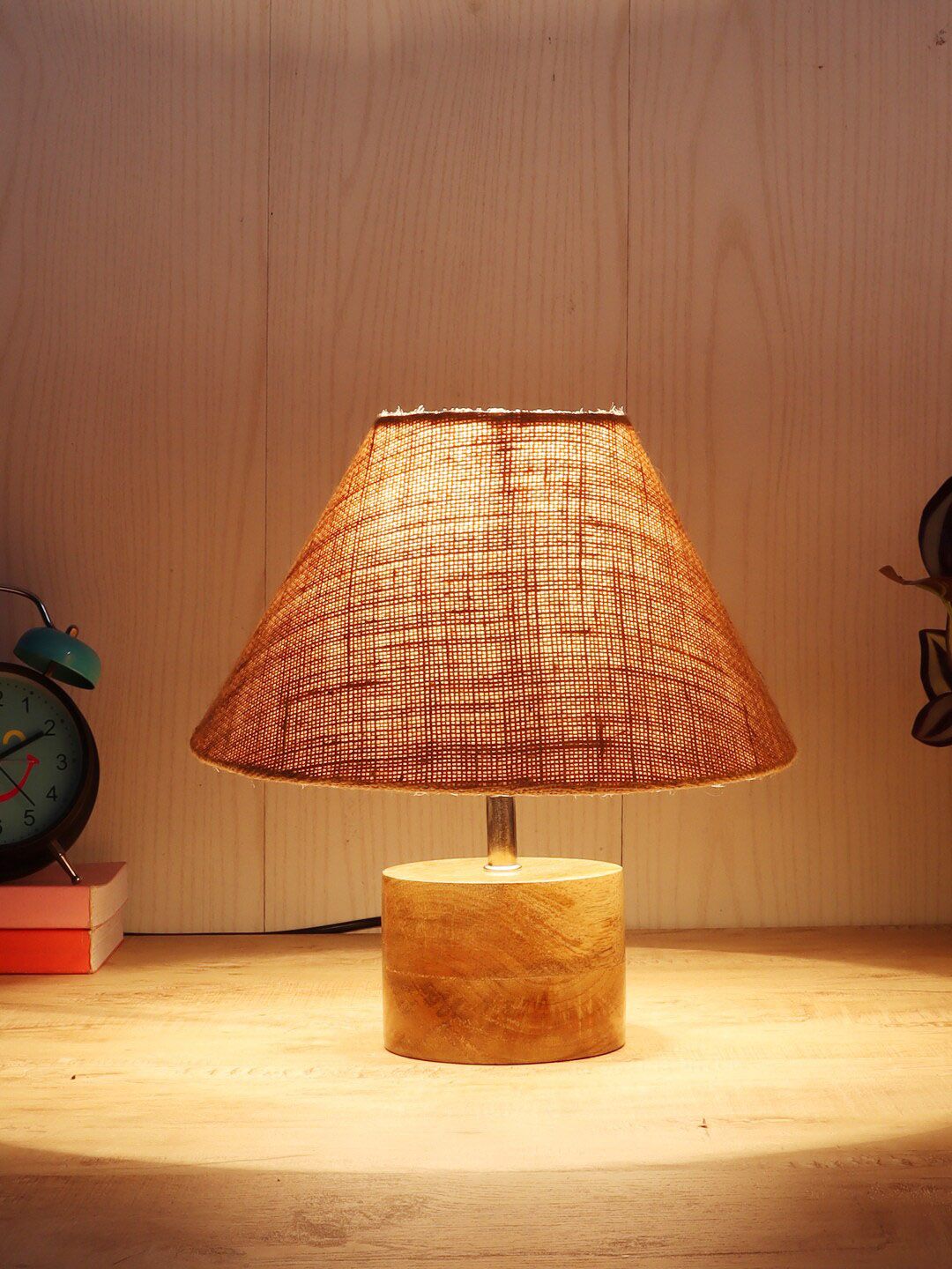 Devansh Beige Wood Table Lamp With Jute Shade Price in India