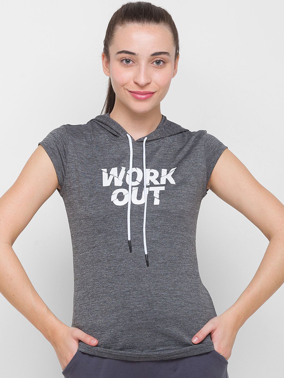 Globus Women Grey Typography Printed Running T-shirt Price in India