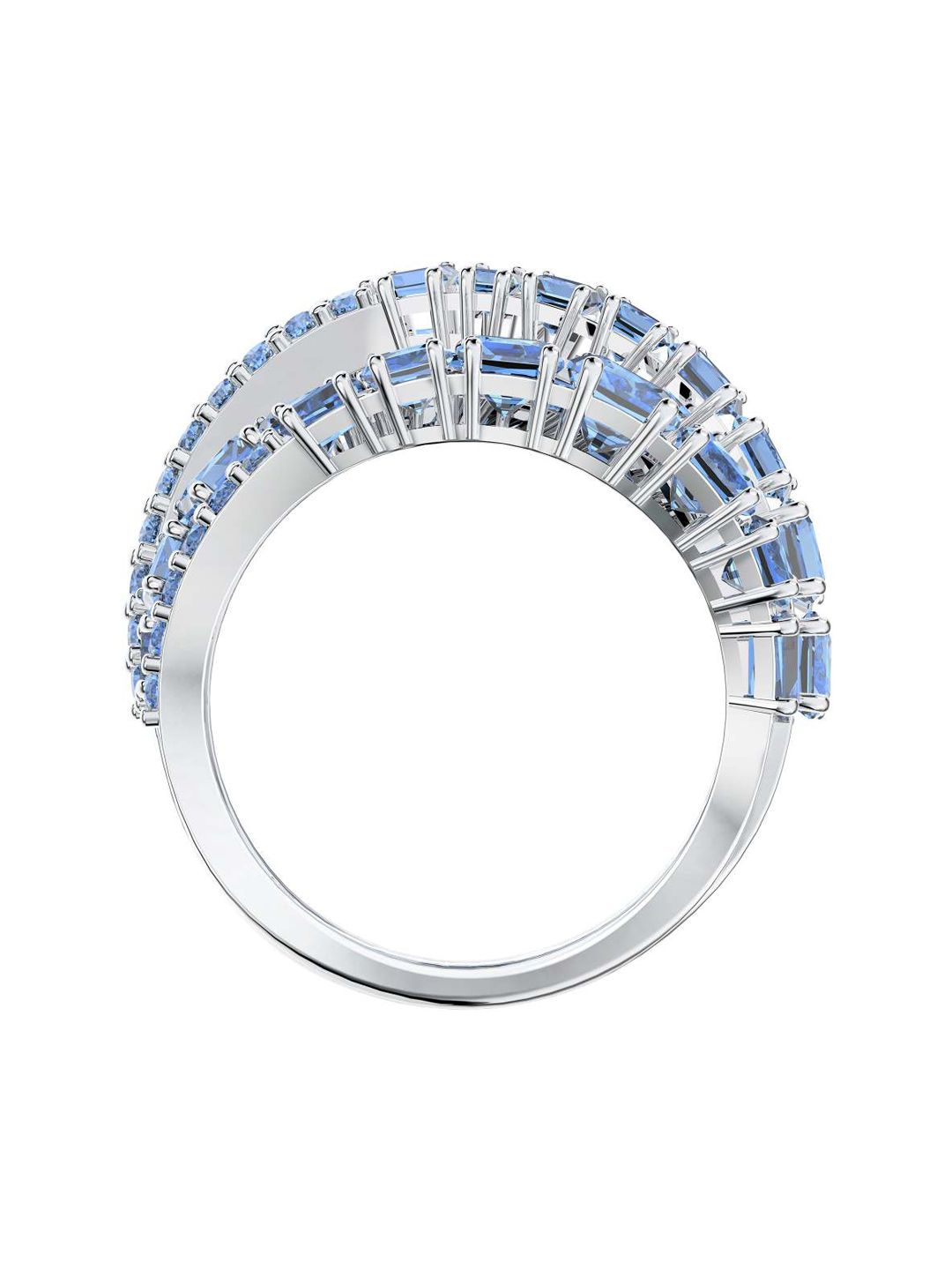 SWAROVSKI Rhodium Plated & Blue Studded Finger Ring Price in India