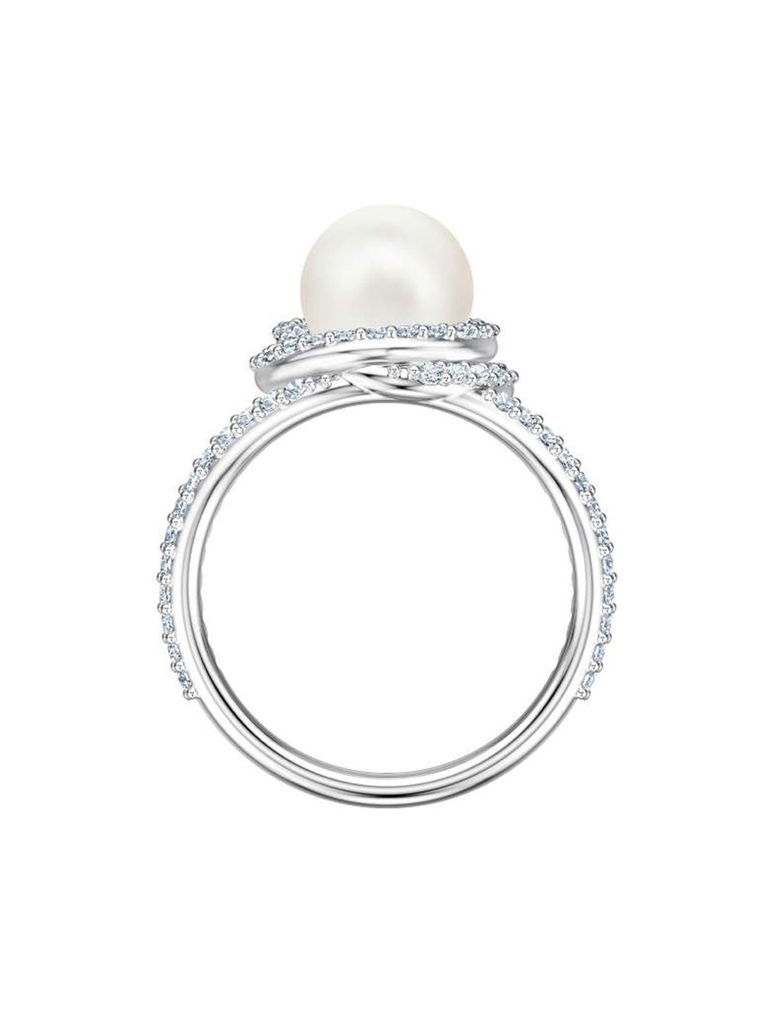 SWAROVSKI White-Toned & Silver-Plated Crystal Studded Finger Ring Price in India