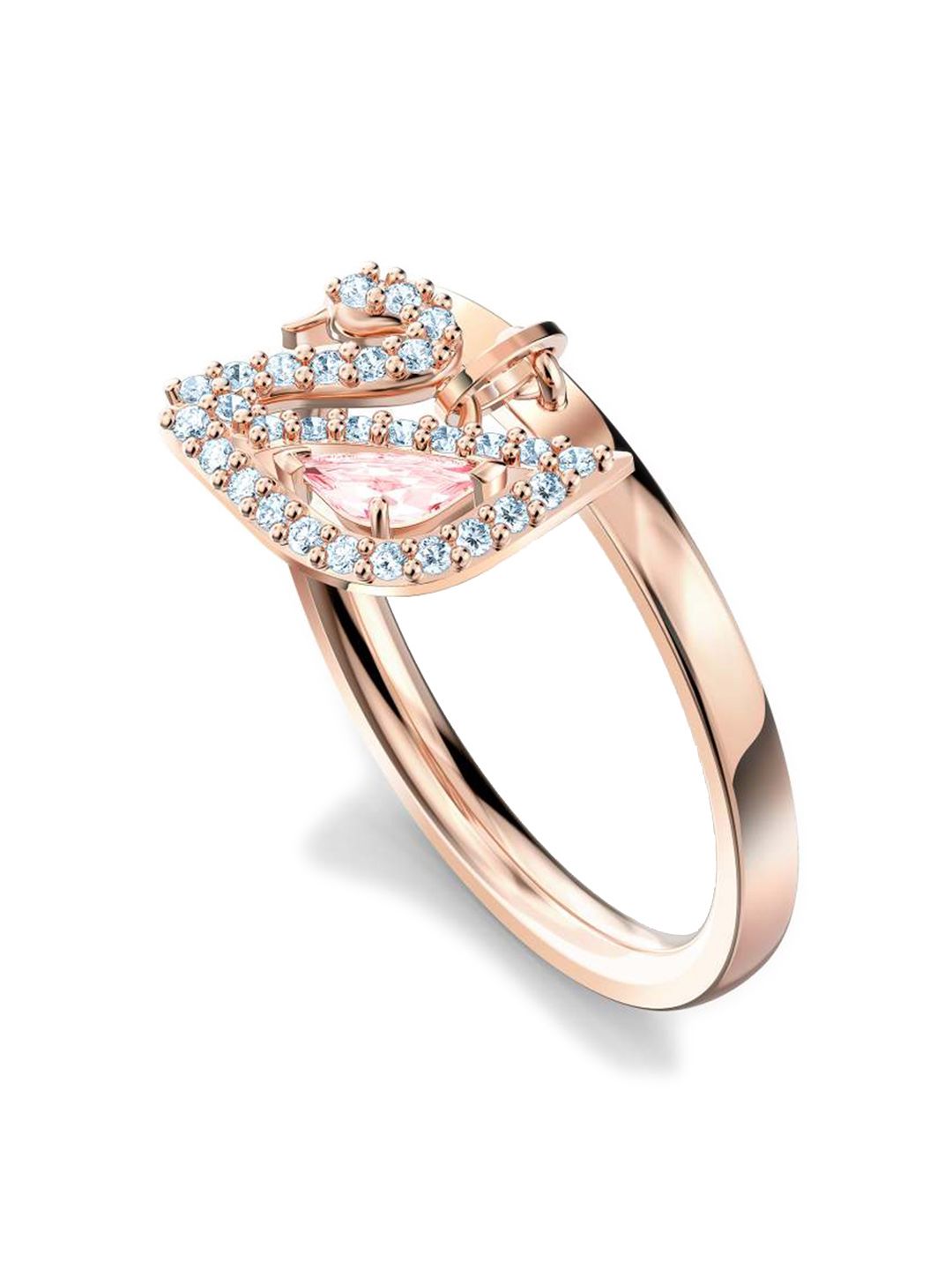 SWAROVSKI Women Rose-Gold Plated Crystals Studded Finger Ring Price in India