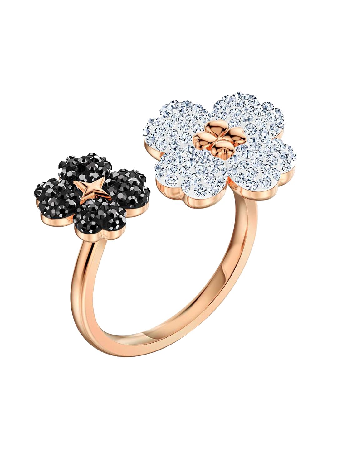 SWAROVSKI Rose Gold-Plated Black & White LATISHA:RING JET/CRY/ROS 55 Finger Ring Price in India