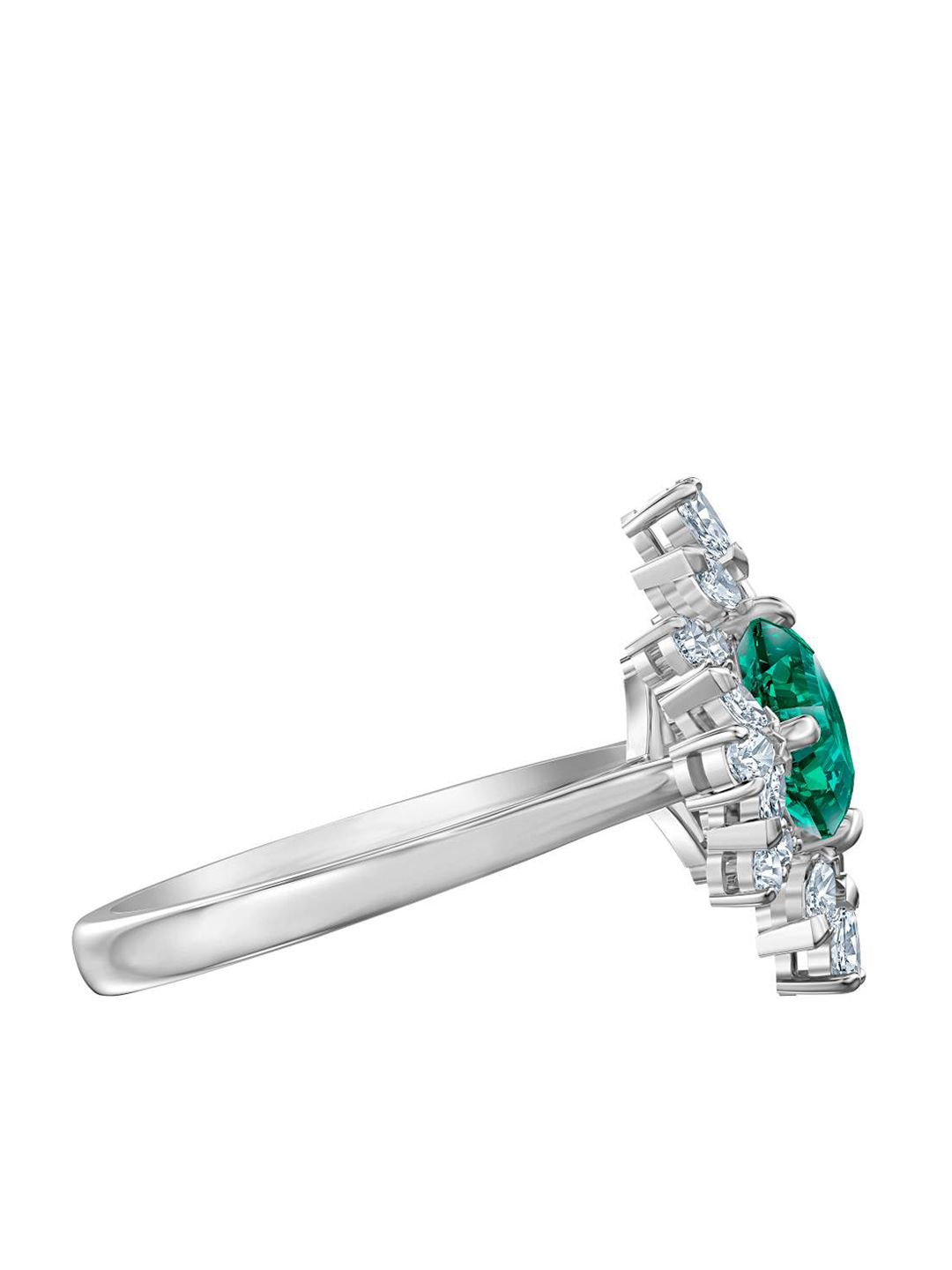 SWAROVSKI Silver Green & White Rhodium Plated PALACE:RING EMER CZWH/RHS 58 Finger Ring Price in India