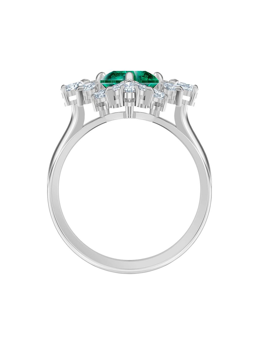 SWAROVSKI White & Green Crystal Studded Finger Rings Price in India