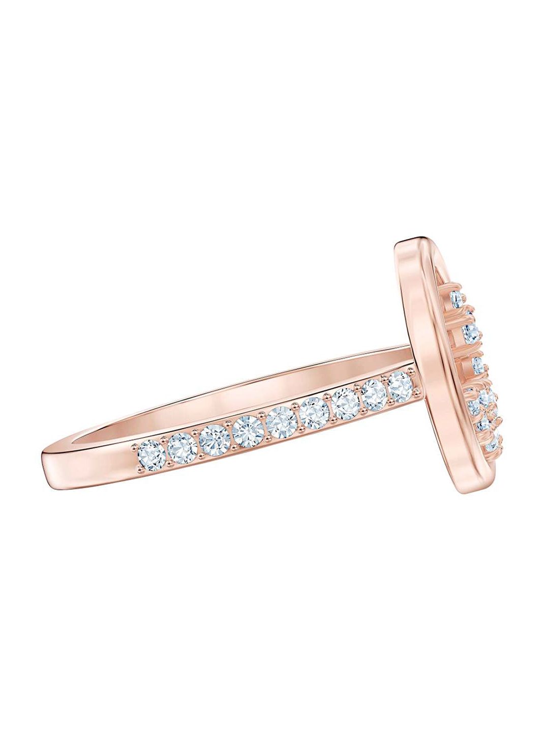 SWAROVSKI Rose Gold Plated & White Studded Finger Ring Price in India