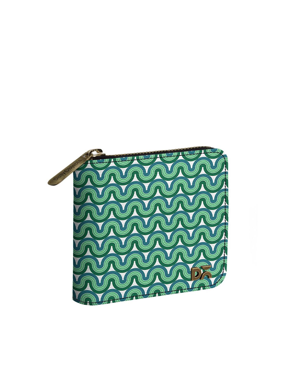 DailyObjects Women Green & White Printed PU Zip Around Wallet Price in India