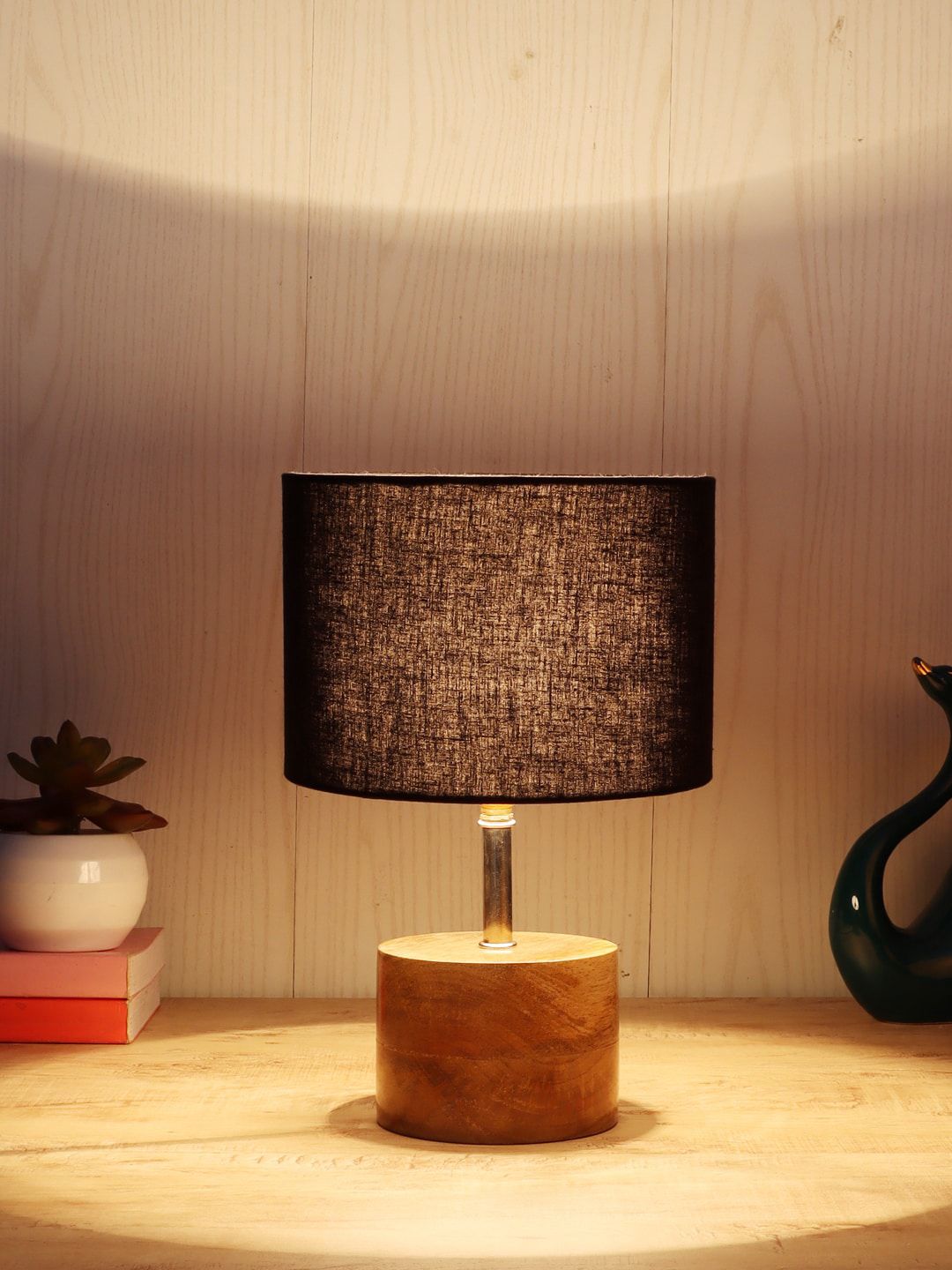 Devansh Black Traditional Table Lamp with Shade Price in India