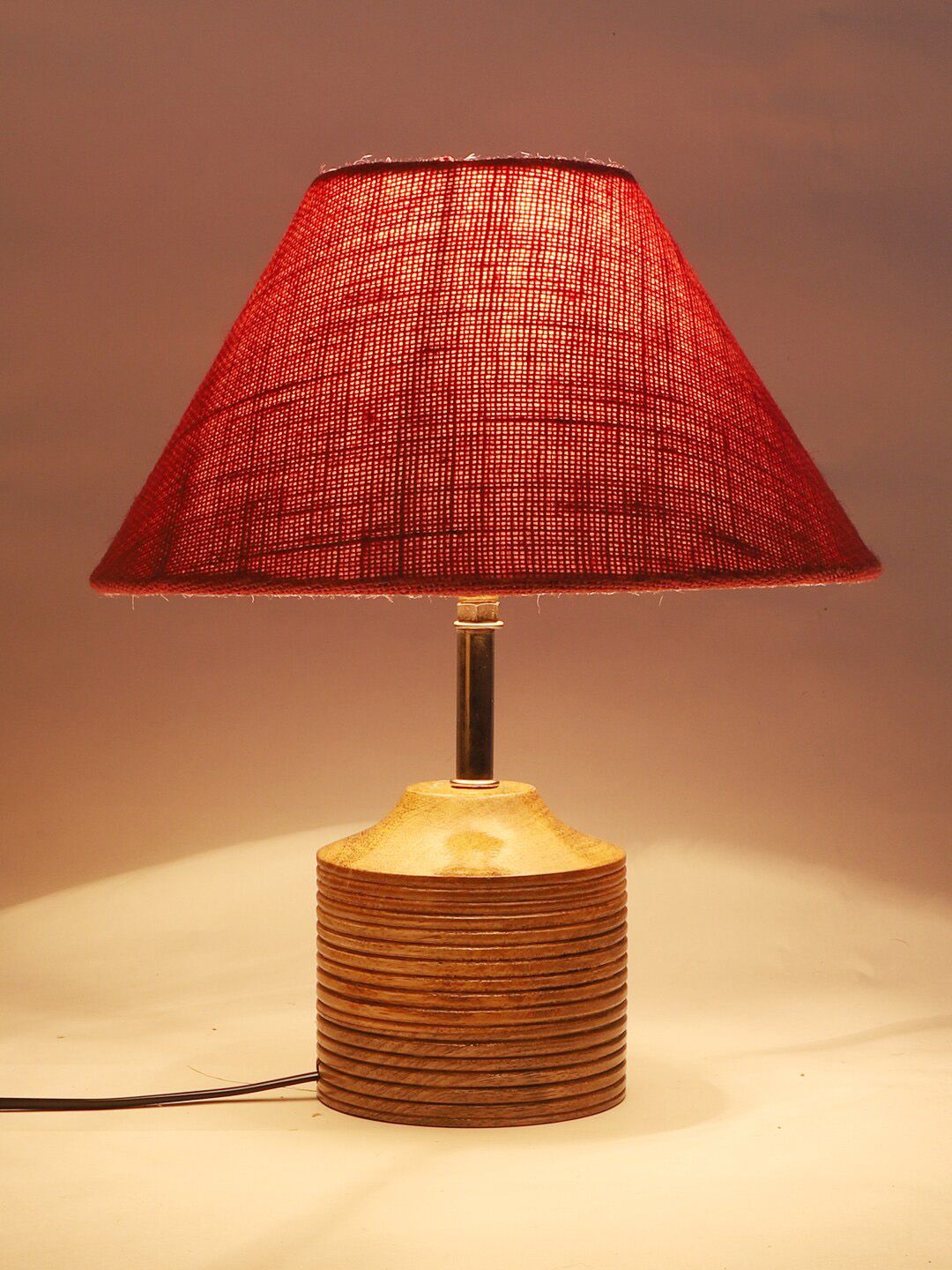 Devansh Pink Traditional Frustum Shaped Lamp with Shade Price in India