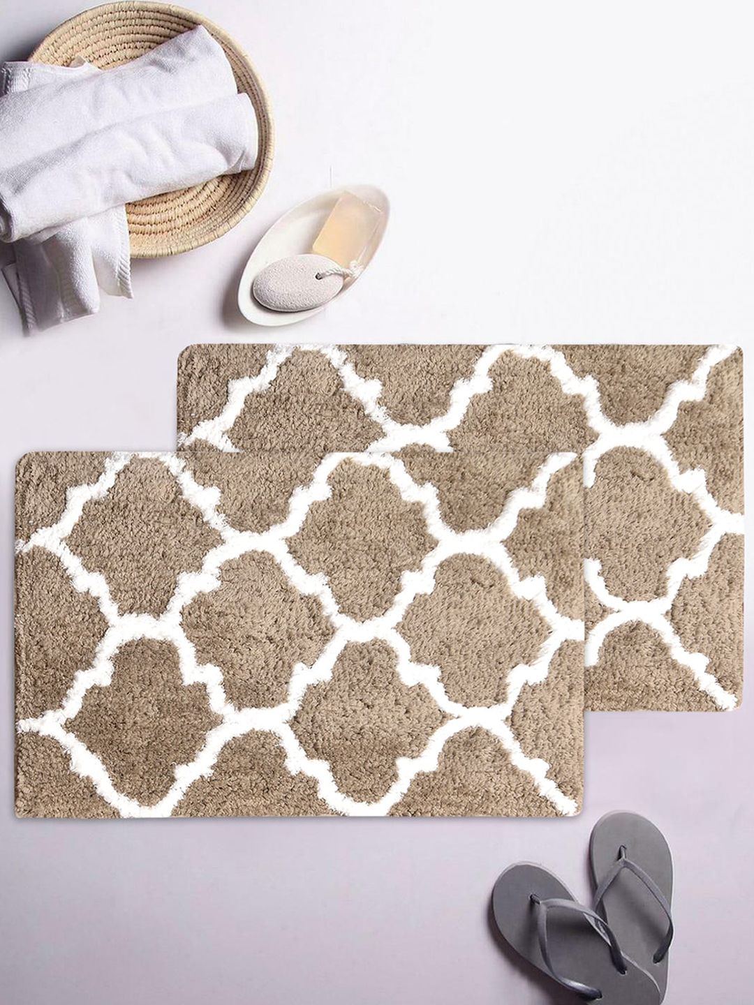 AEROHAVEN Set Of 2 Printed 1850 GSM Bath Rugs