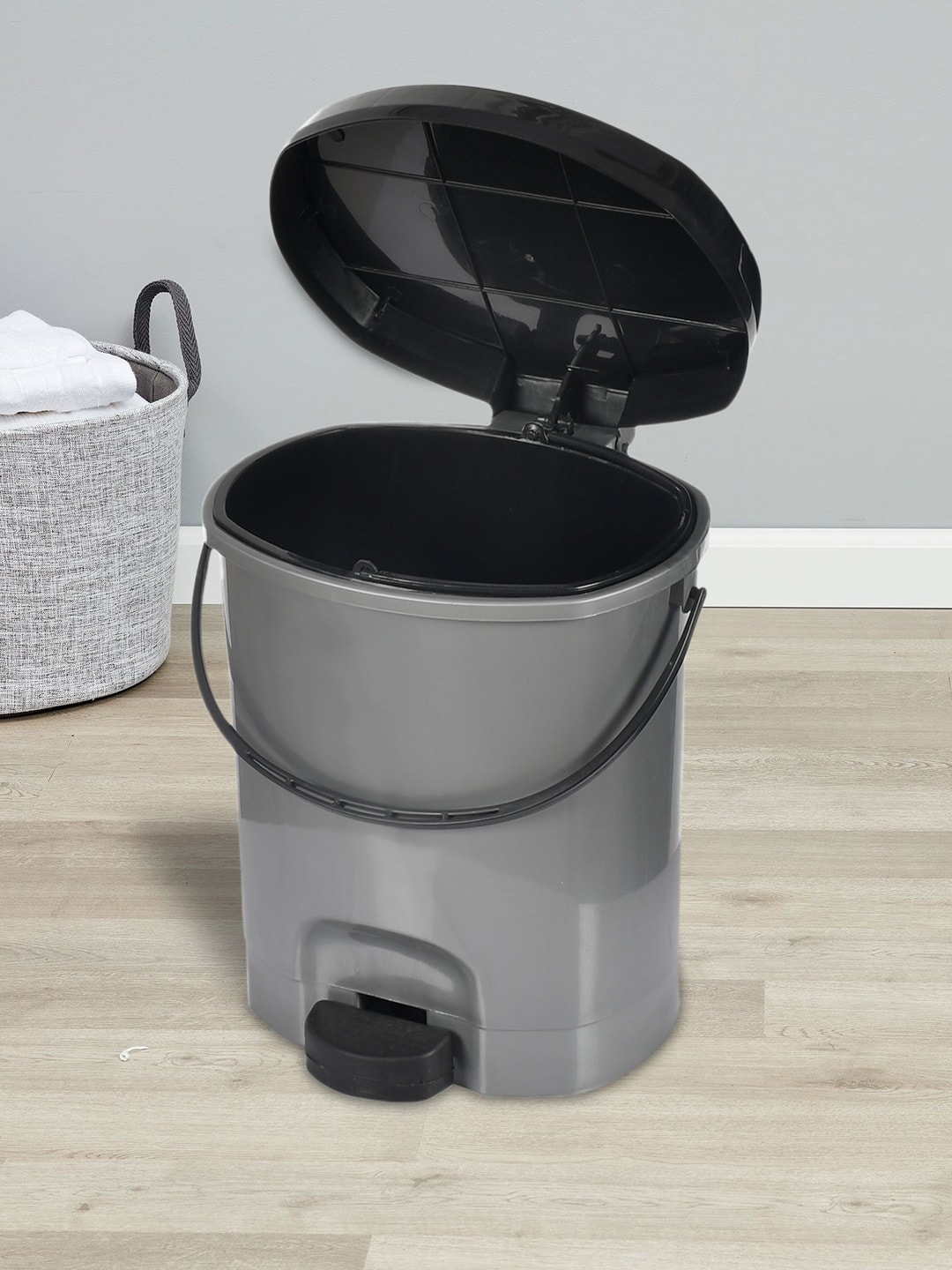 Kuber Industries Set Of 2 Grey Solid Pedal Dustbin Price in India