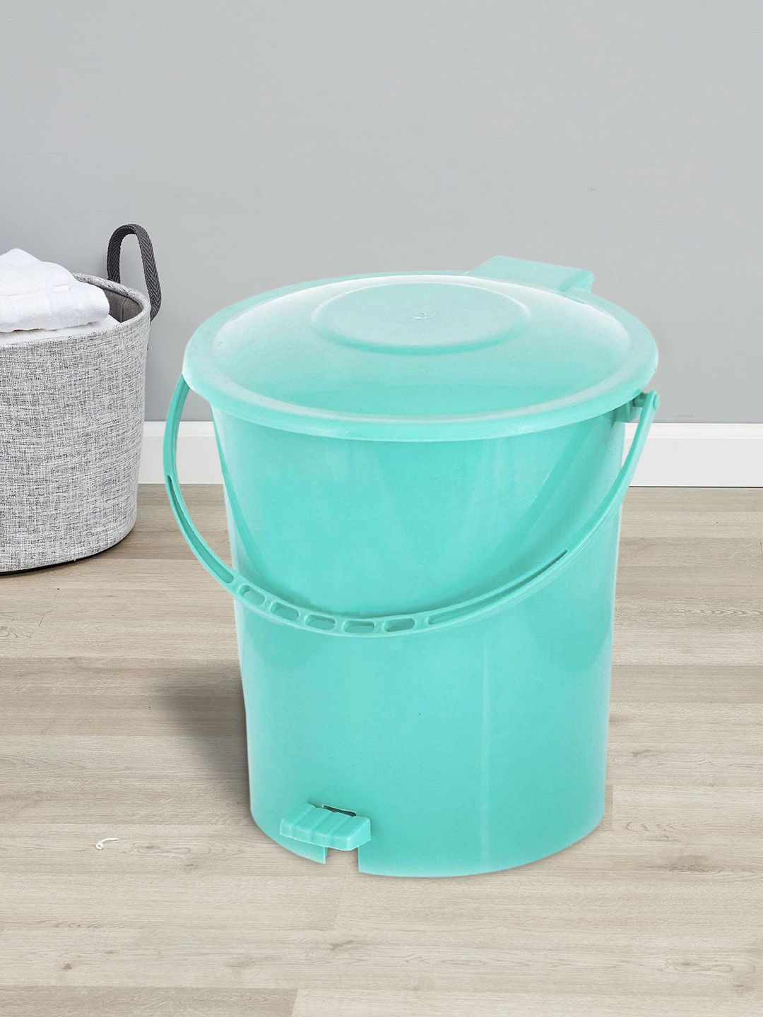 Kuber Industries Set Of 2 Blue & Black Solid 10L Pedal Dustbin With Handle Price in India