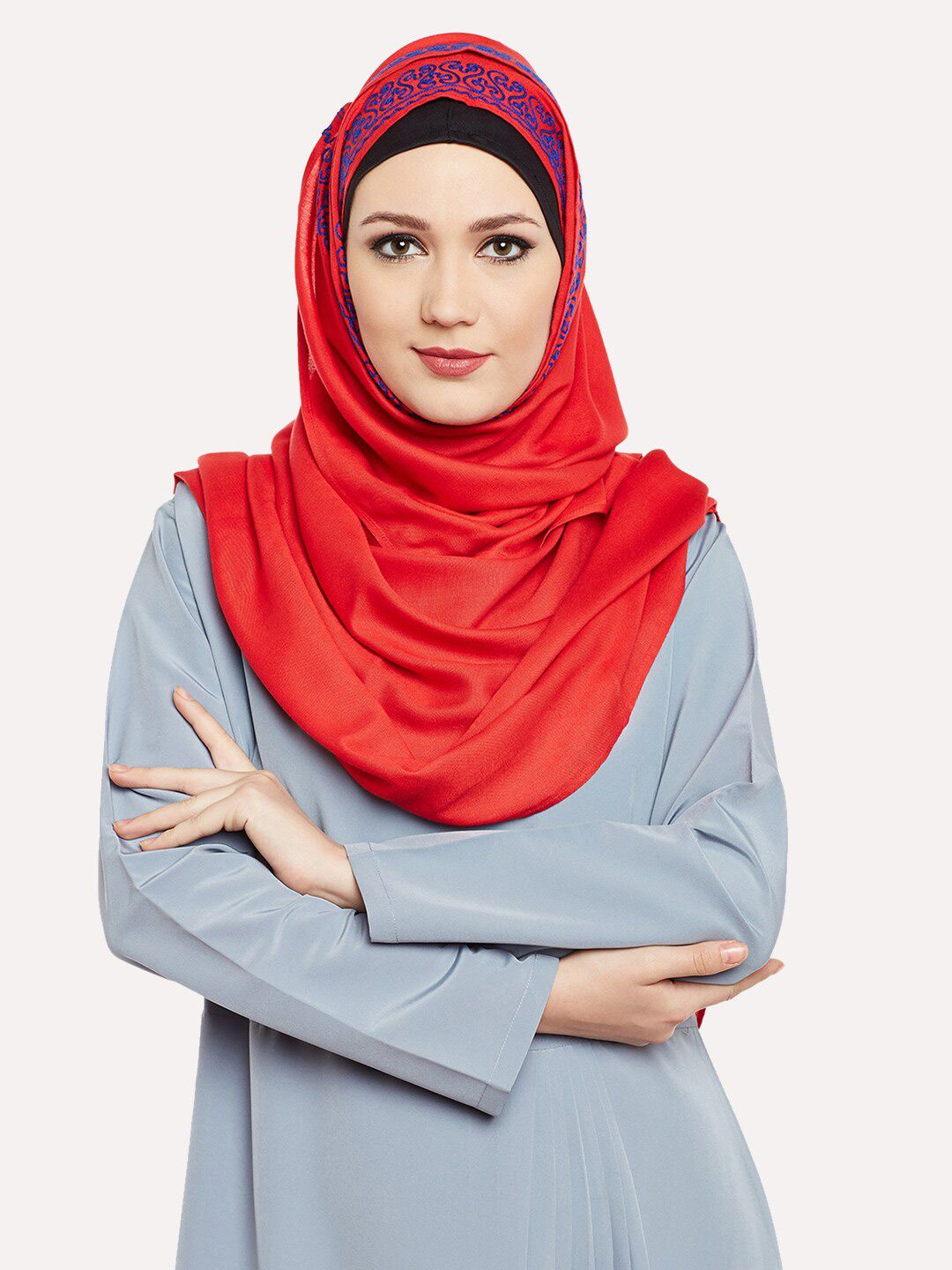 MOMIN LIBAS Women Red & Blue Scarf Price in India