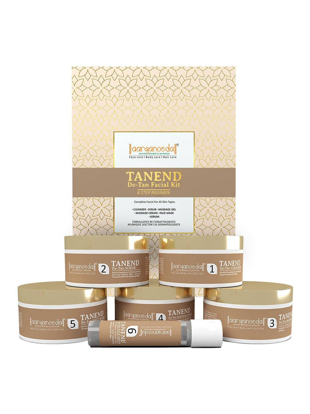 Aryanveda De-Tan Complete Solution with 6 Step Regimen Facial Kit - 260 g